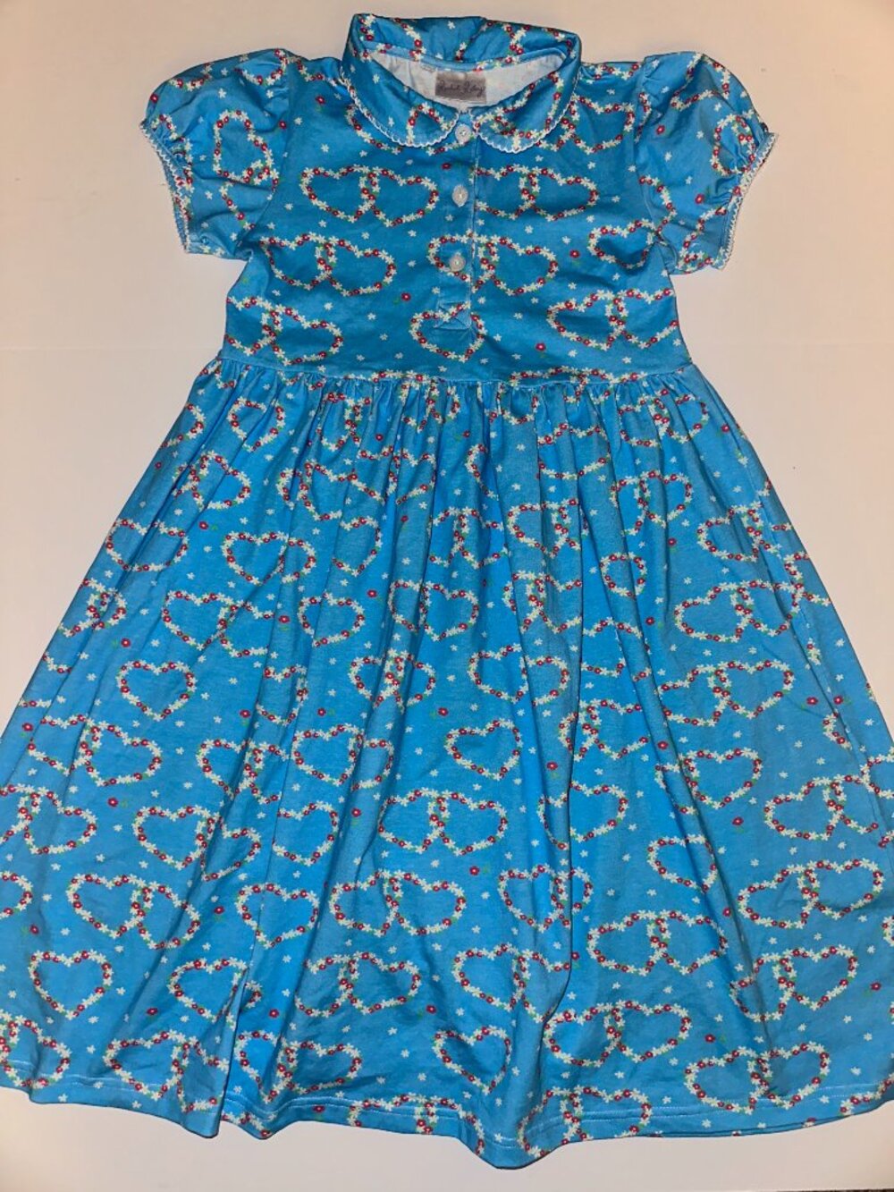 Rachel Riley Heart Floral Print Cotton Girls 8yr Peter Pan collar, short sleeves